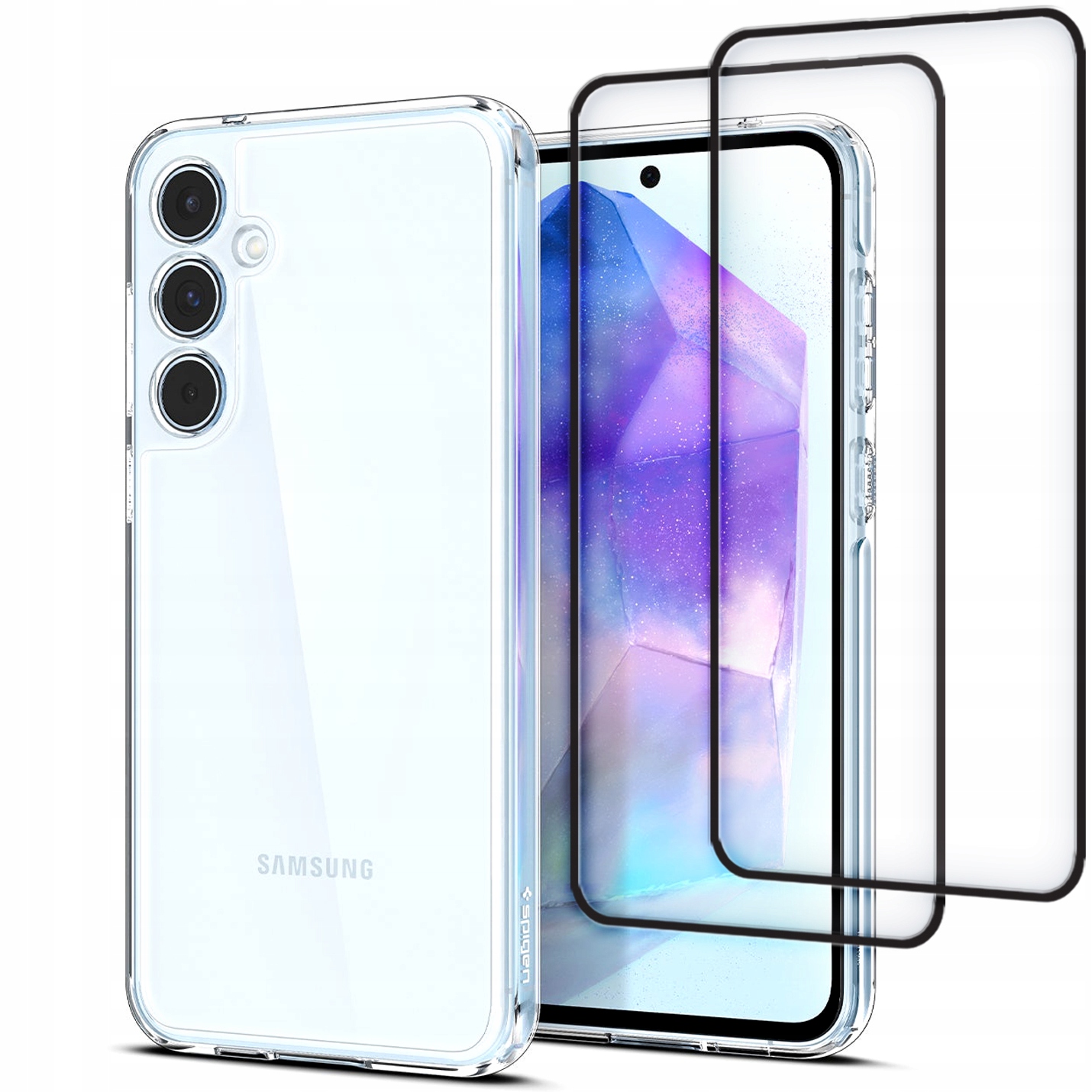Spigen chrbty pre Samsung Galaxy A55 5G Ultra Hybrid bezfarebný + 2× Tvrdené sklo Hofi pre Samsung Galaxy A35 5G / A55 5G 2 ks.